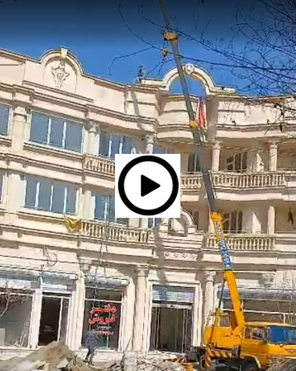 transfer secure glass with crane in high floor